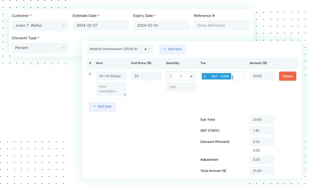 Easy Input of Service Details