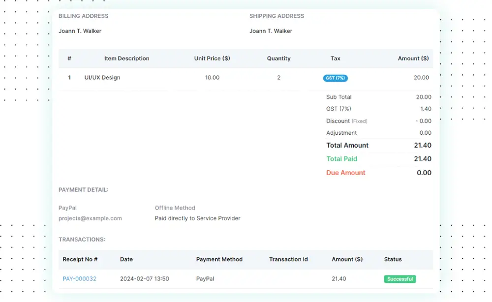 Invoice Payment Tracking