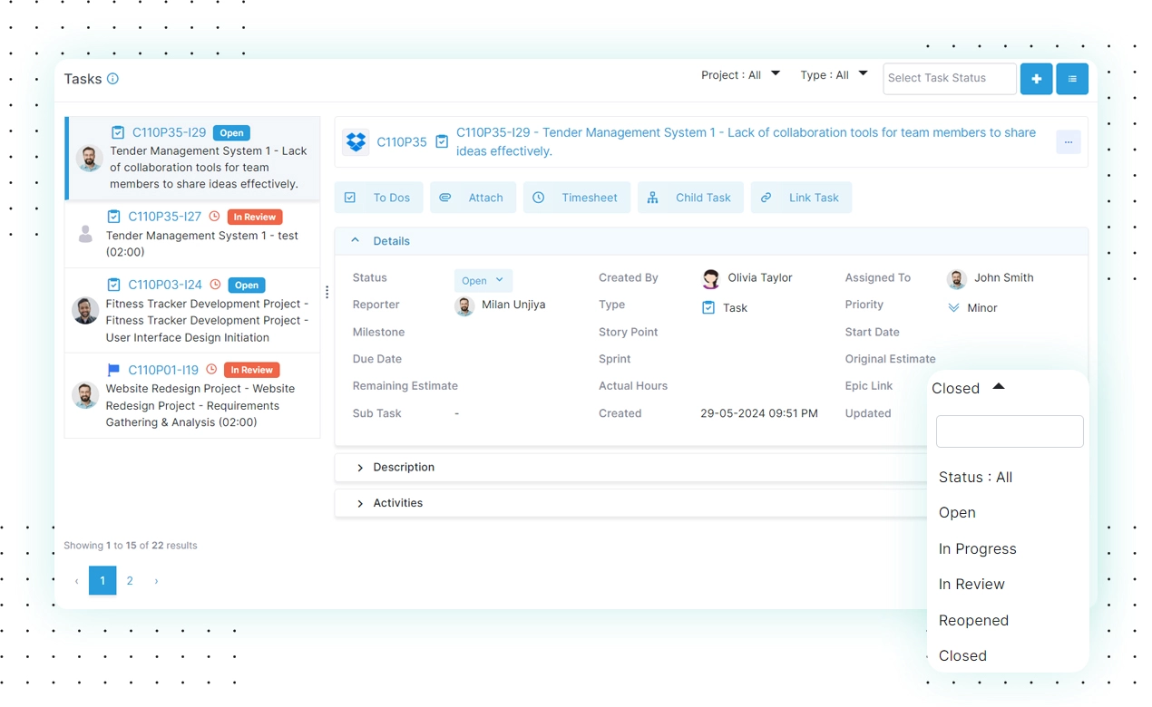 Task Tracking with Status