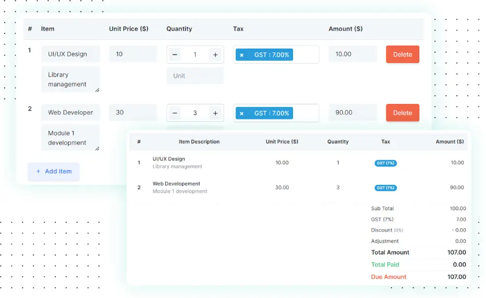 Quickly Add Items to Invoices